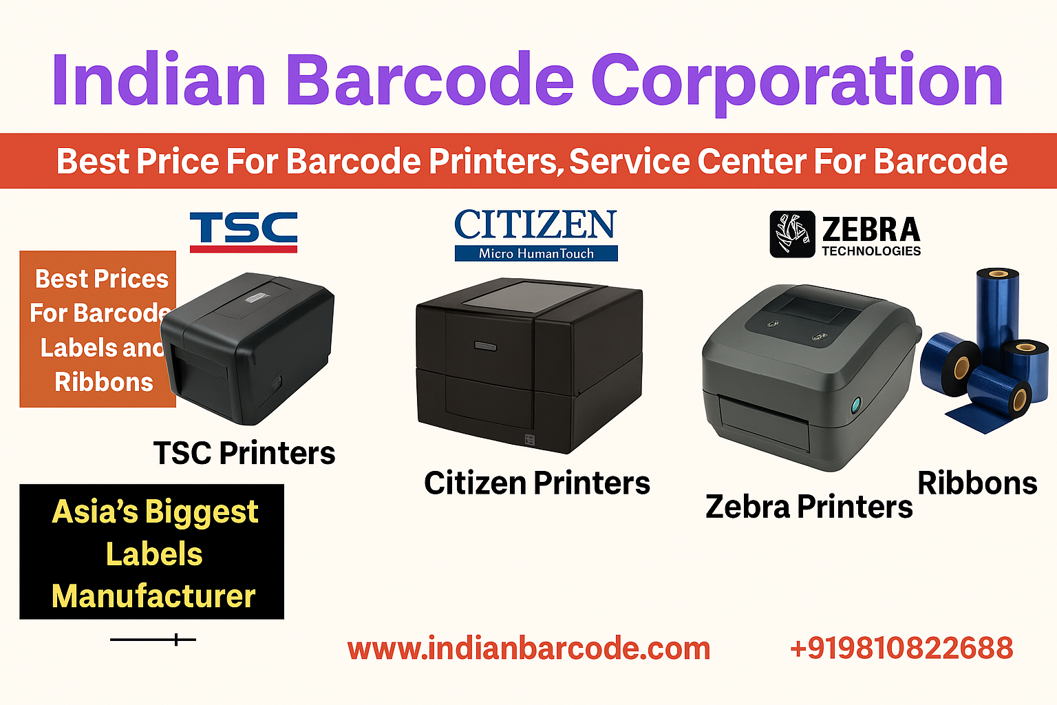 Best prices for TSC barcode printers, Citizen barcode printers, Zebra barcode printers