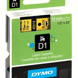 12MM X 7M Dymo D1 Tape Black on Yellow