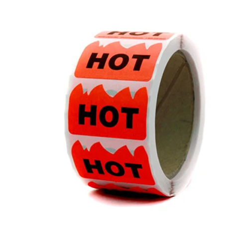 Flame Shaped Hot Labels Stickers
